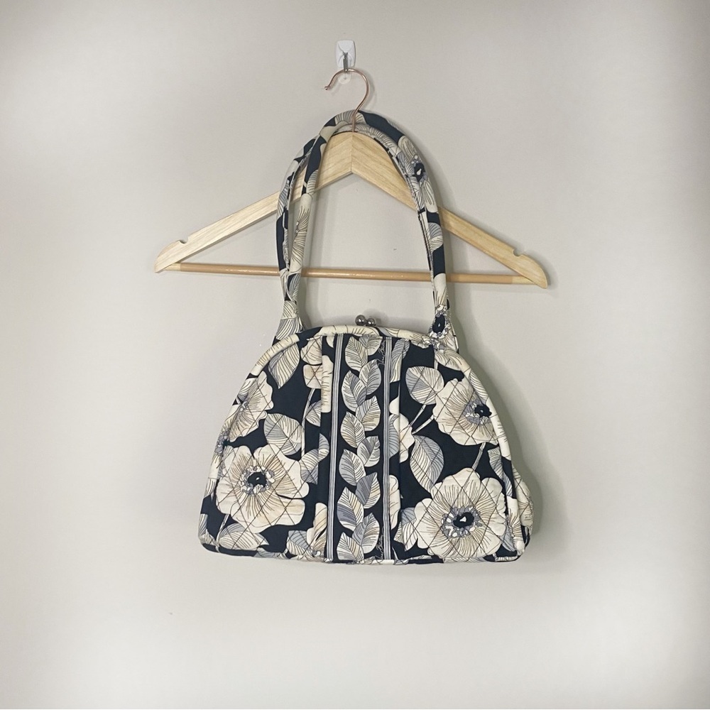 [Vera Bradley] Black & White Quilted Floral Printed Handbag & Wallet Set